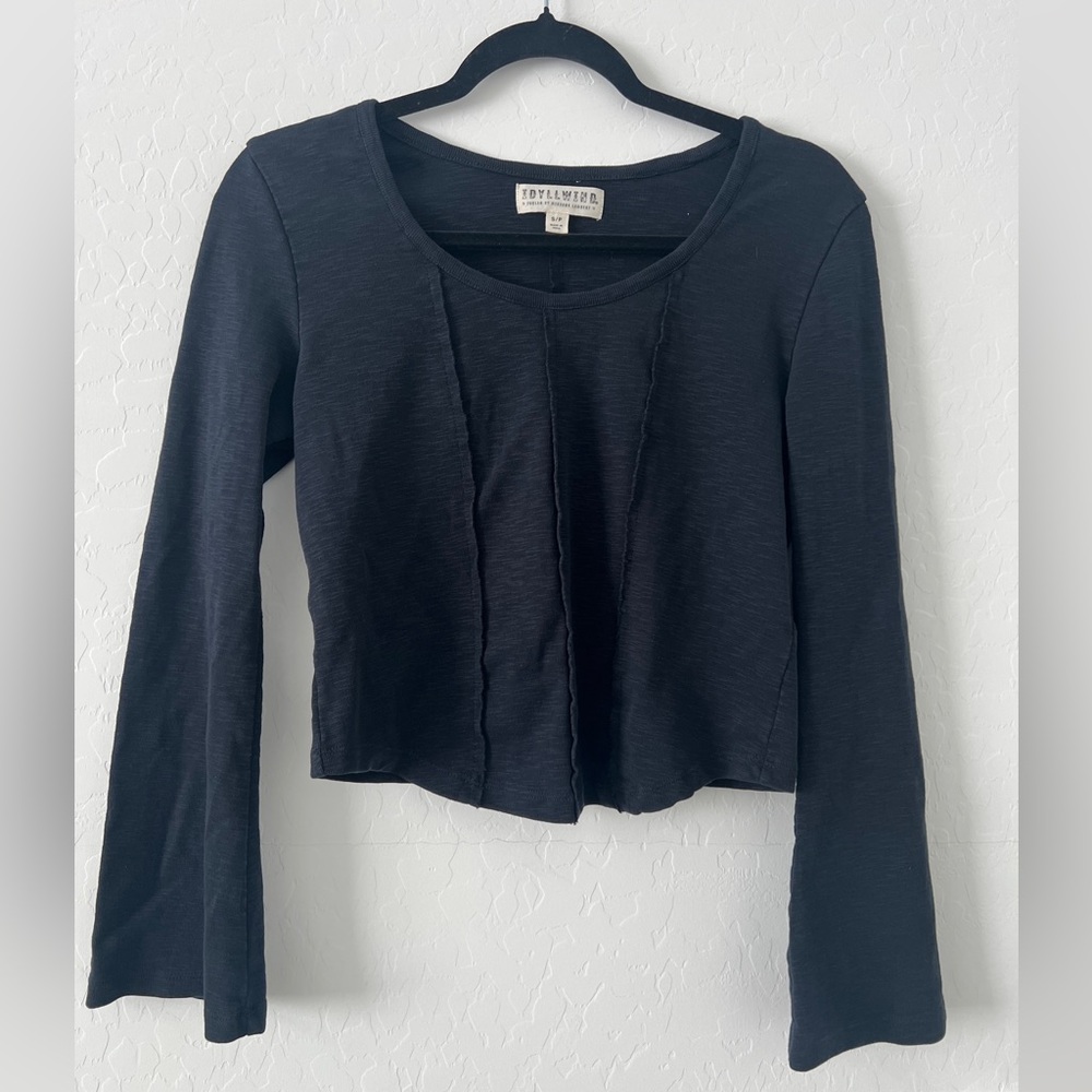 Idyllwind Loma Bell Sleeve Corset Top Black Small Western Boho Cropped